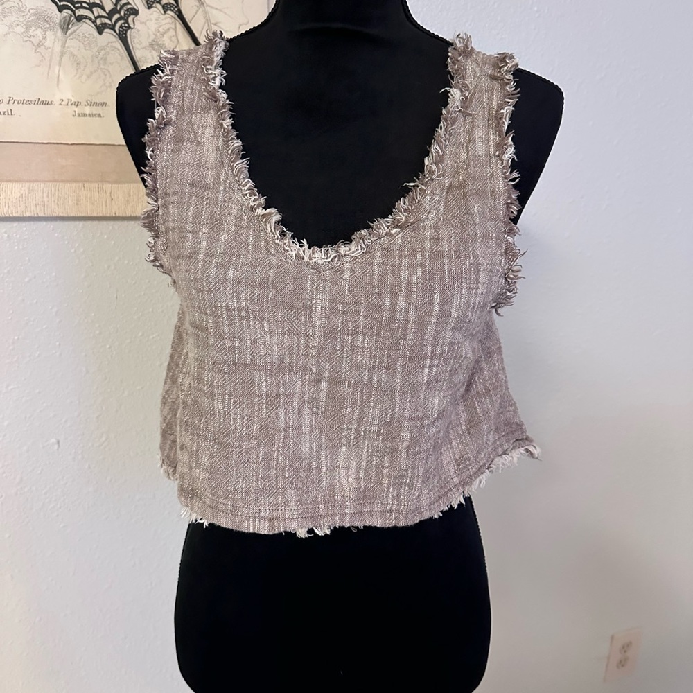 Urban Outfitters Brown Frayed Crop Top Size Small